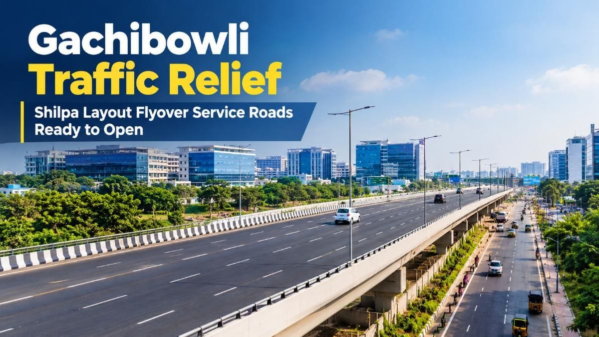 Hyderabad’s Gachibowli Gets Traffic Relief as Shilpa Layout Flyover Service Roads Near Opening