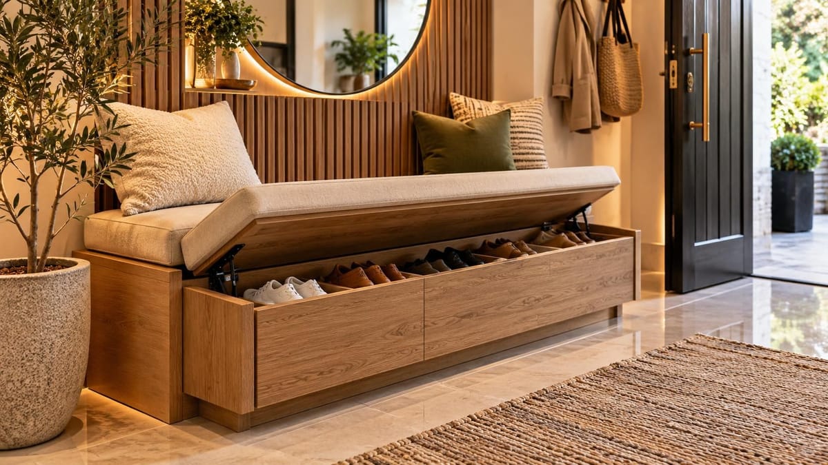 6 Concealed Shoe Rack Designs for a Neat Main Doorway Entrance