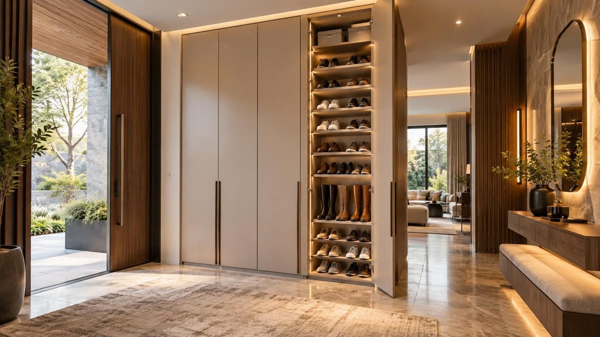 6 Concealed Shoe Rack Designs for a Neat Main Doorway Entrance