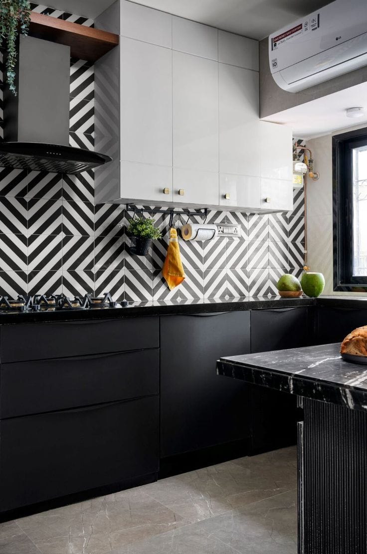 18 Black and White Modular Kitchen Design Ideas