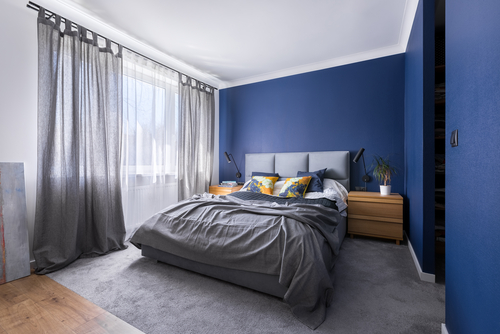 gray and blue bedrooms