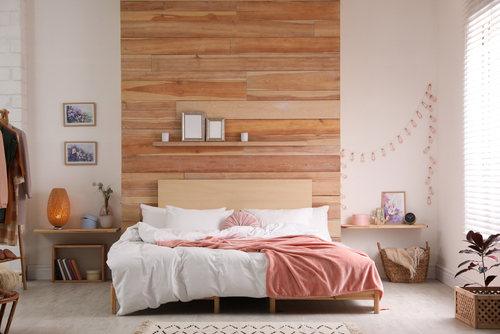 peach walls bedroom