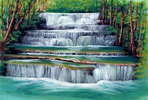 Art Of Painting Rock Waterfall Painting Rocks Painted With Autumn Trees  Background, Pictures To Paint On Rocks, Landscape, Painting Background  Image And Wallpaper for Free Download