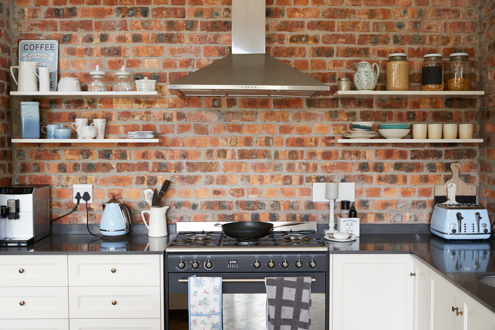 Floating-shelves, small open kitchen design