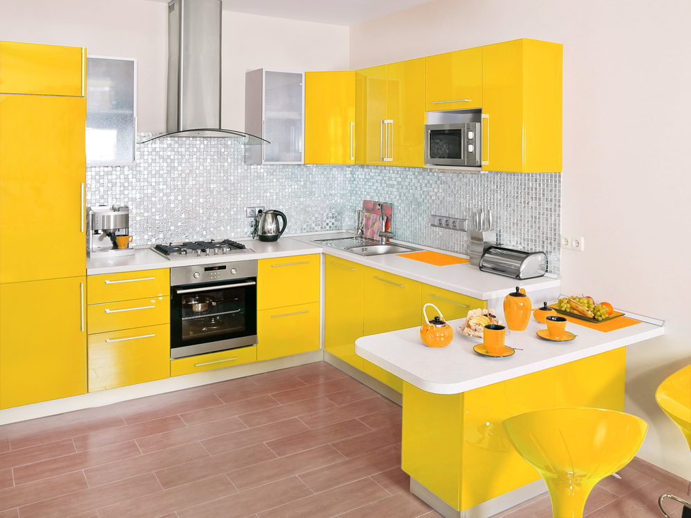 simple kitchen design yellow