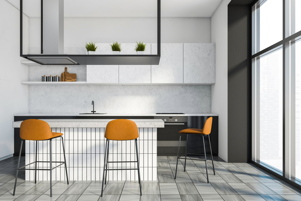 Black and orange modular kitchen colour combination
