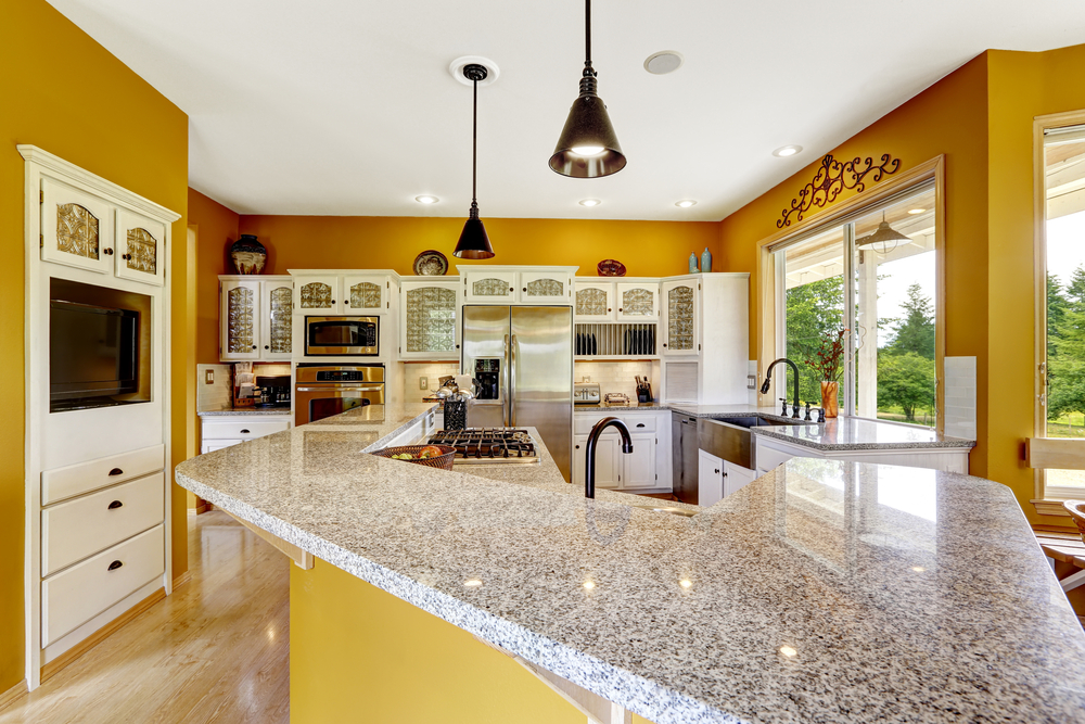 Yellow and white modular kitchen colour combination