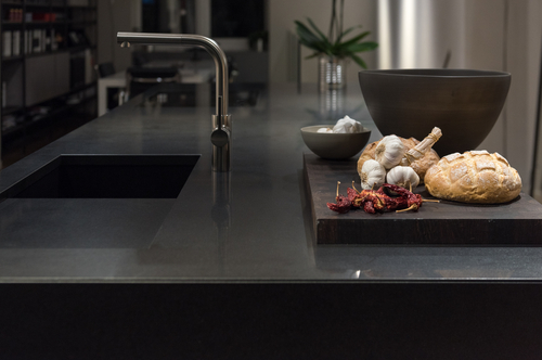 Black granite countertops for all-black kitchens