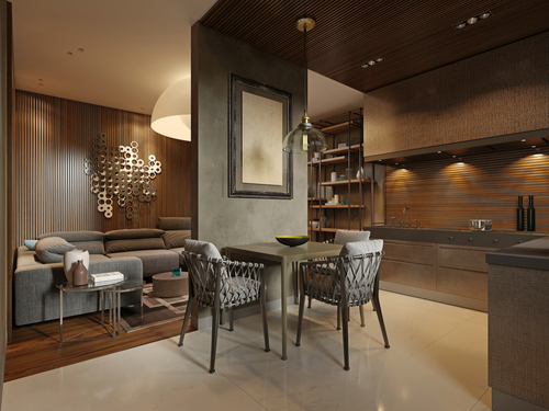 living room kitchen partition design