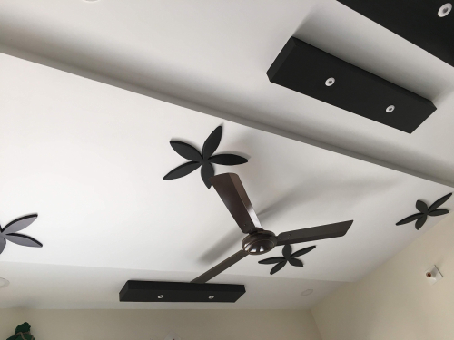 Pop Ceiling Design For Hall With 2 Fans, Paris Themed Ceiling Fan