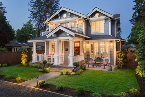  Beautiful New Home Exterior at Night