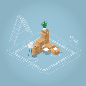Isometric apartment room renovation concept
