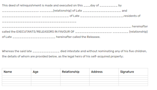 Relinquishment Deed Format, Benefits, Documents Process, 40% OFF