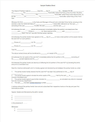 Partition Deed: Format, Documents & Stamp Duty | Latest Updates