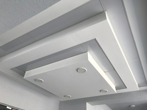 Premium Photo | Suspended ceiling and drywall construction in the decoration
