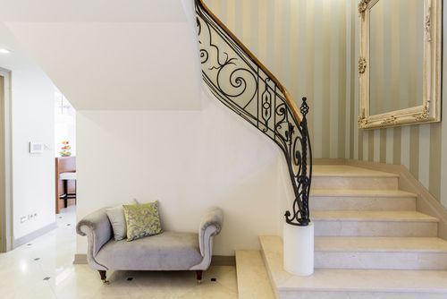 Installing Wallpaper over a Stairwell  Bright Green Door