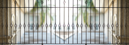 Frosted Glass Window Backed Metal Balcony Grill Design