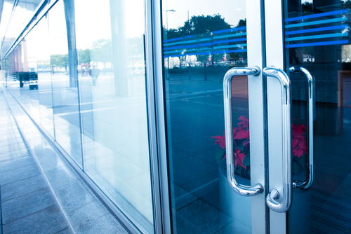 Push-in double fancy glass door design