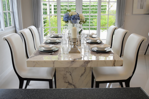 real marble dining table and chairs