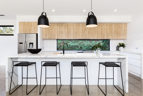 straight line kitchen with island