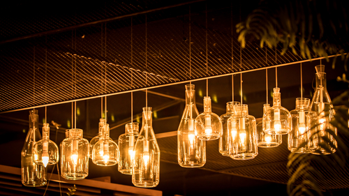 Bottles on the Ceiling for Living Room Lamps