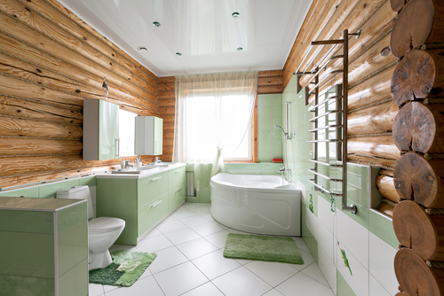 Western Bathroom Designs For Indian Homes, Log Cabin Bathroom Light Fixtures