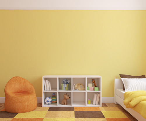 Yellow and Orange Two Colour Combination for Bedroom Walls