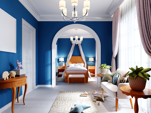 Blue Two Colour Combination For Bedroom Walls Images Gallery - Royal Blue Home Decor Ideas For Living Room