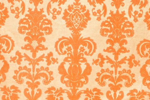 Patterned Orange Colour Combination for Bedroom Walls