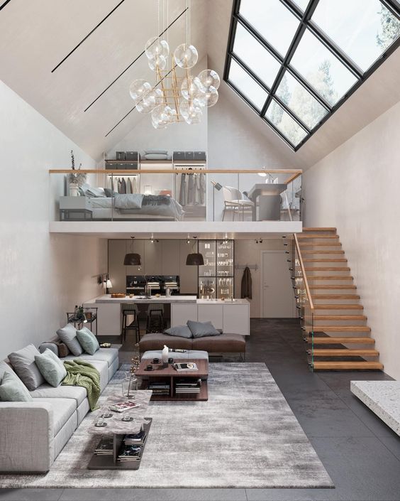 A Loft That Is Also A Modern Duplex House Design With Huge Skylights 