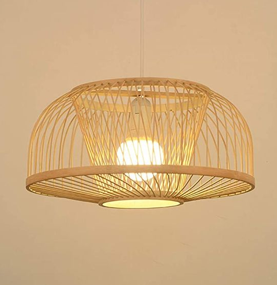 Dome-shaped bamboo light with an intricate centre design