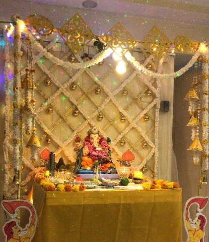 Beautiful Ganesh Chaturthi Background Decoration at home in your city   Delhi NCR