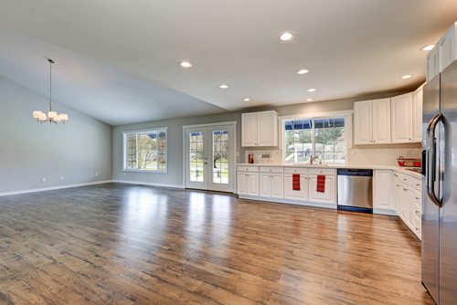 Flooring with wood-finish sunmica design