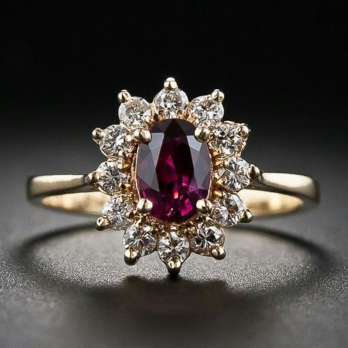 A beautiful ruby and diamond feng shui ring.