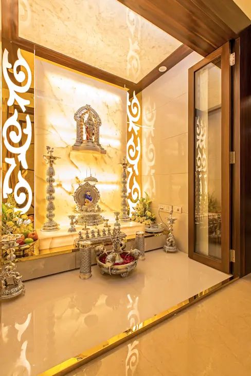 Contemporary Neutral Pooja Room Design