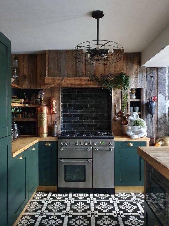Green and Brown Kitchen Laminates Color Combination India