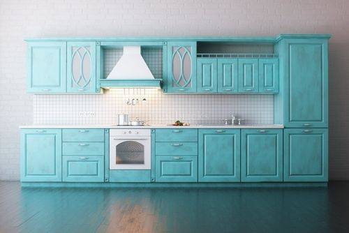 Blue Kitchen Laminates Color Combination India with Light-Colored Walls