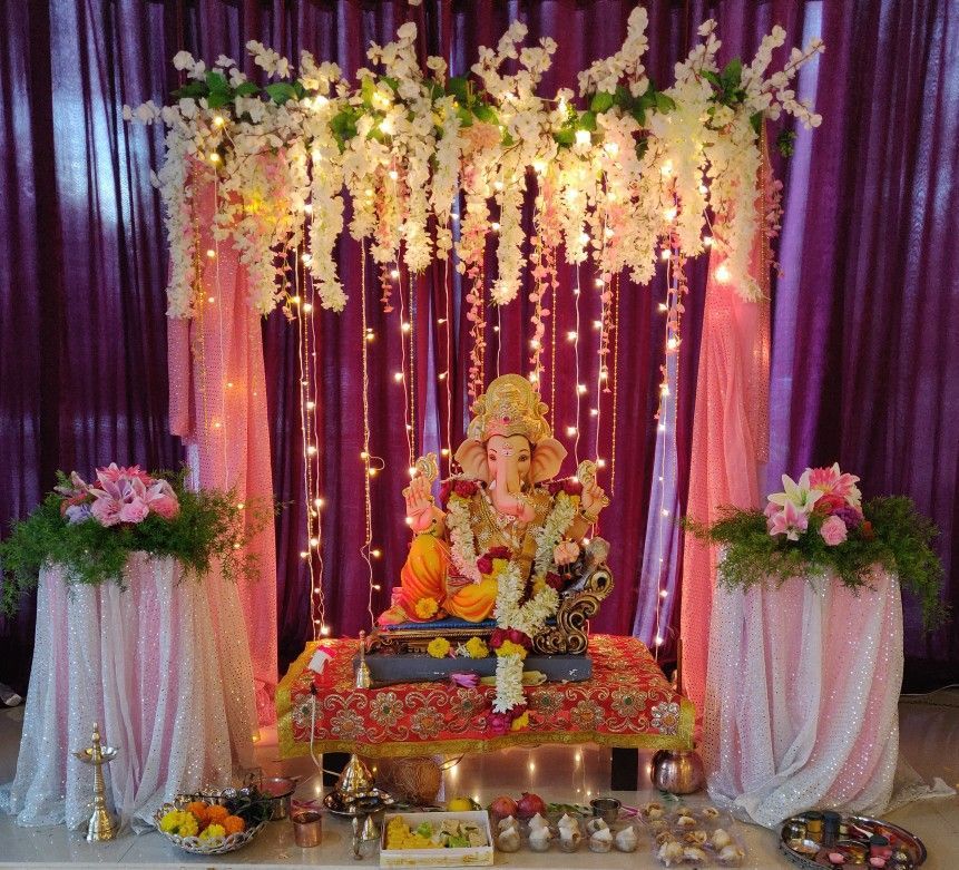 Ganesh Chaturthi Decoration Home   Ganpati Decoration At Home Ganesh Chaturthi Decoration 