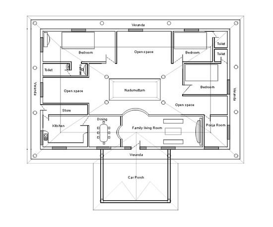 3 bedroom nalukettu house plan