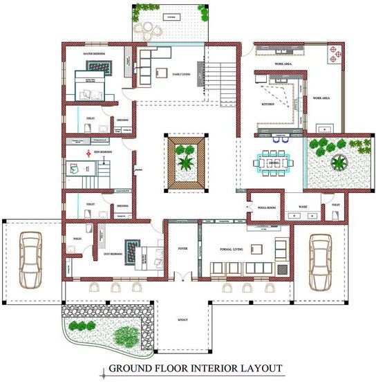 Nalukettu house plan 3D