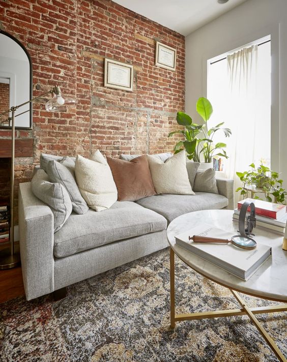 Exposed brick accent wall