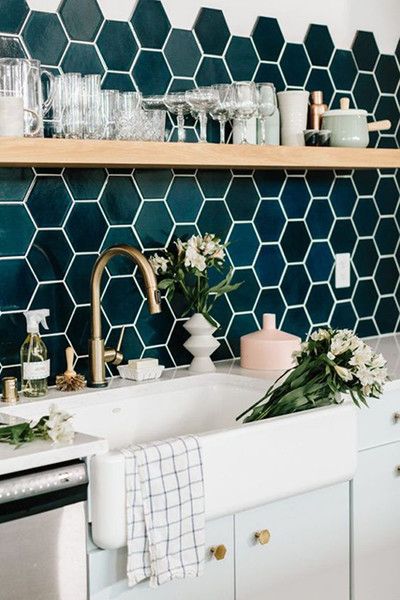 Geometric tiles for accent wall
