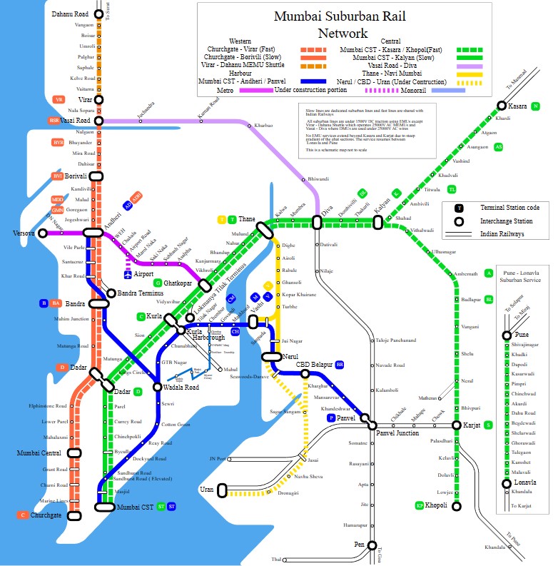 Mumbai Suburban Railway - Map, Operators, Lines & More 