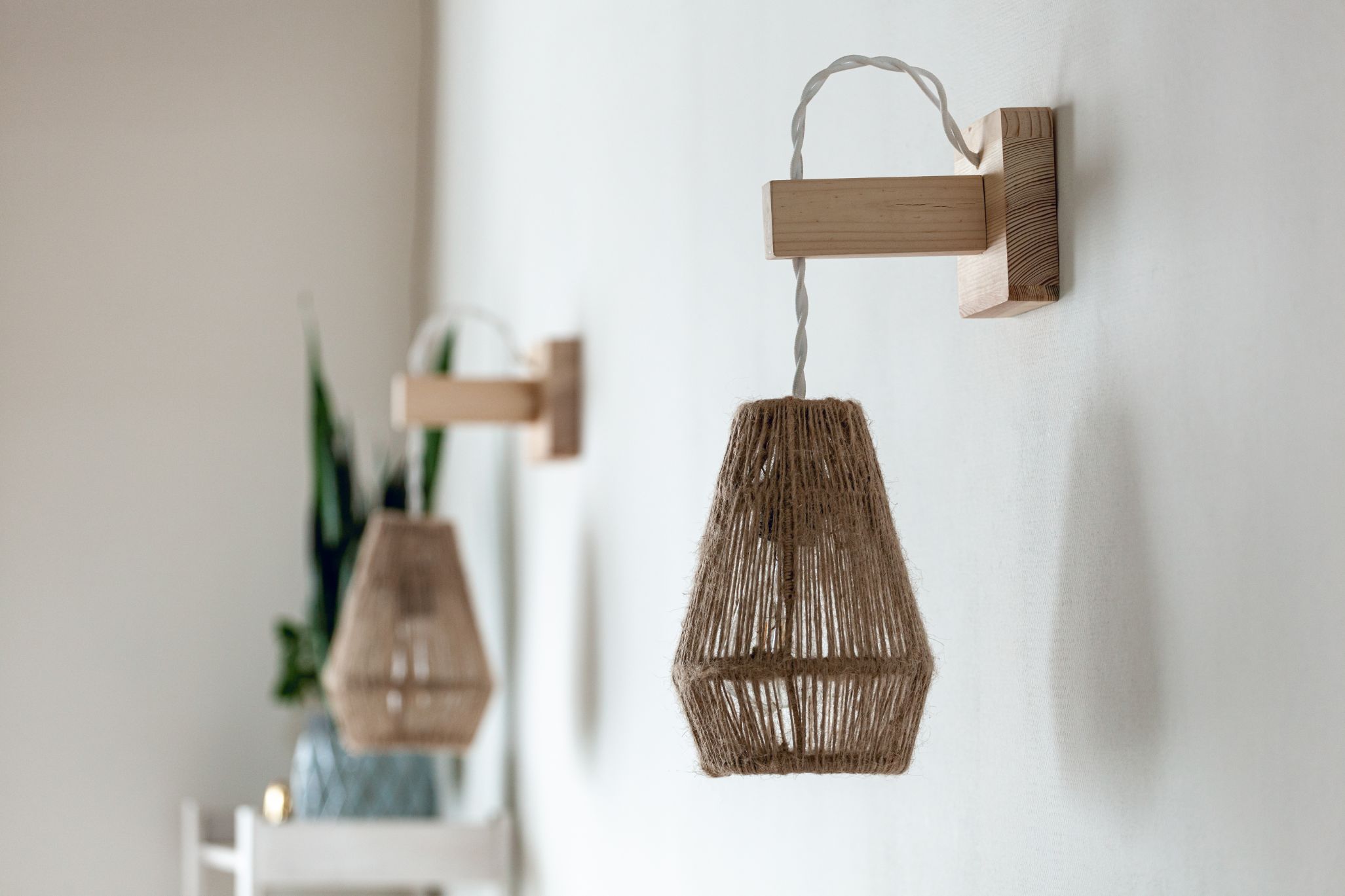 Wall lights with rope shades