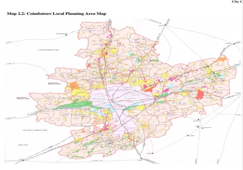 CCMC Master Plan Of Coimbatore Summary Map And Current Status   A Picture Of The Coimbatore City Local Planning Map 