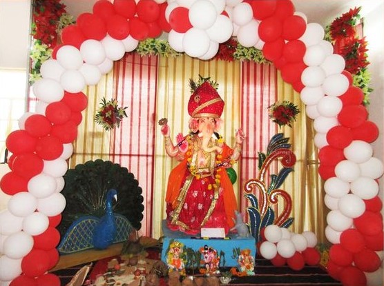 Ganpati Flower Balloon Decoration 