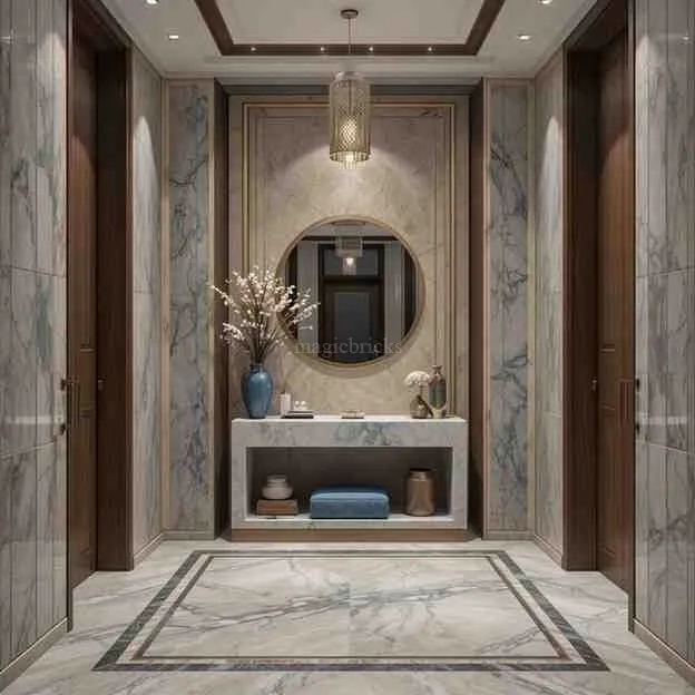 Elegant Marble Chandelier Foyer Design for Bedroom