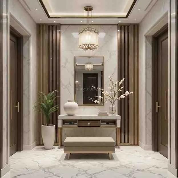 Elegant Marble Chandelier Foyer Design for Bedroom