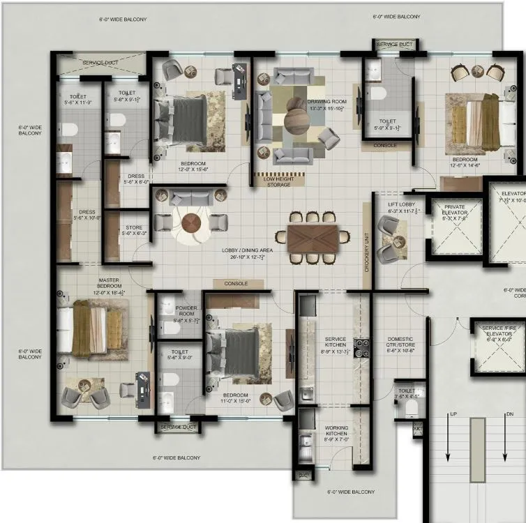 Joy Grand 4 BHK 3650 sq.ft floor plan