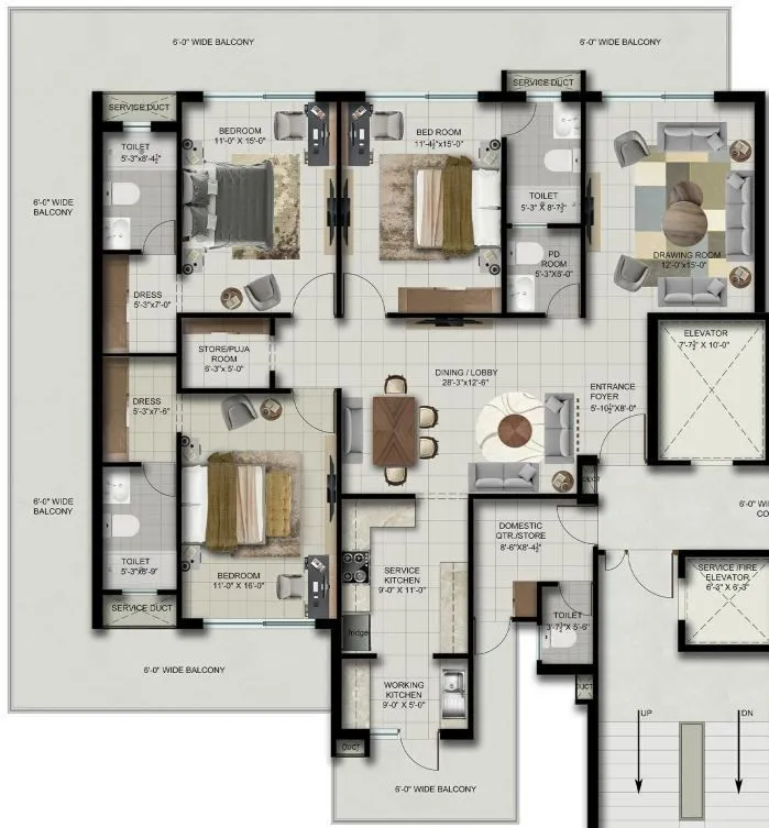 Joy Grand 3 BHK 2850 sq.ft floor plan